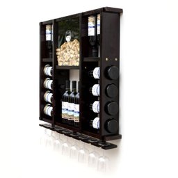 Adega de Madeira Maciça para 15 Garrafas de Vinho com Porta Rolhas e Porta Taças - Nogueira - 2