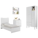 Ver imagem 4 de Quarto Infantil Completo Berço Guarda-Roupa 2 Nichos Grandes Fofinho Branco - Art In Móveis