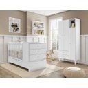 Ver imagem 1 de Quarto Infantil Completo Berço Guarda-Roupa 2 Nichos Grandes Fofinho Branco - Art In Móveis