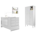 Ver imagem 3 de Quarto Infantil Completo Berço Guarda-Roupa 2 Nichos Grandes Fofinho Branco - Art In Móveis