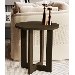 Mesa Lateral Sofá Orgânica - Tampo Redondo 20mm e Pés em Madeira Sustentável Design Elegante e Aconc - 1 Mesa Lateral Sofá Orgânica - Tampo Redondo 20mm e Pés em Madeira Sustentável Design Elegante e Aconc - 1