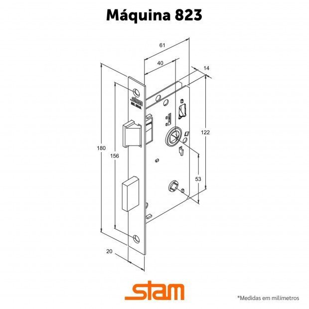 Fechadura Banheiro 823/35 Roseta Quadrada Broca 40mm Cromado Stam - 2