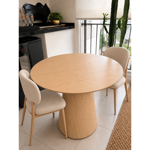 Mesa de Jantar Redonda Carvalho Avenna 70cm – Base Cone