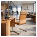 Ver imagem 4 de Cadeira de Escritório Fixa Diretor em Couro Ecológico Fendi e Base Cromada London - Corino Fendi