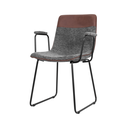 Ver imagem 2 de Cadeira Linea Contemporânea Tecido e Couro Sintético Marrom Waw Design