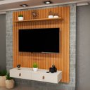 Ver imagem 4 de Painel para Tv 50 Polegadas Ripado 120cm Rack Suspenso Puxadores Couro Corrediças Telescópicas Inten