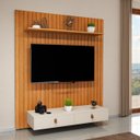 Ver imagem 2 de Painel para Tv 50 Polegadas Ripado 120cm Rack Suspenso Puxadores Couro Corrediças Telescópicas Inten