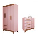 Ver imagem 4 de Quarto Infantil Completo Kids 5 Portas 6 Gavetas Rosa/nature - Panorama Móveis