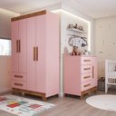 Ver imagem 1 de Quarto Infantil Completo Kids 5 Portas 6 Gavetas Rosa/nature - Panorama Móveis