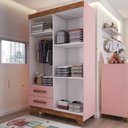 Ver imagem 2 de Quarto Infantil Completo Kids 5 Portas 6 Gavetas Rosa/nature - Panorama Móveis