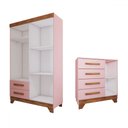 Ver imagem 5 de Quarto Infantil Completo Kids 5 Portas 6 Gavetas Rosa/nature - Panorama Móveis