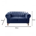 Ver imagem 3 de Sofá Dom Pedro 2 Lugares 155cm Azul Veludo Clássico Fixo Bella Decor