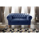 Ver imagem 2 de Sofá Dom Pedro 2 Lugares 155cm Azul Veludo Clássico Fixo Bella Decor