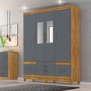 Ver imagem 5 de Guarda Roupa Casal Ms912 6 Portas Freijó Cinza com Espelho - Moval