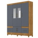 Ver imagem 1 de Guarda Roupa Casal Ms912 6 Portas Freijó Cinza com Espelho - Moval