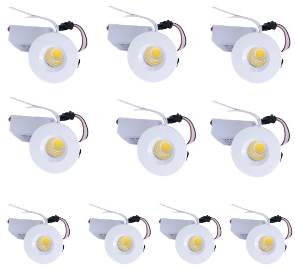 Kit 10 Mini Spot Led Embutir Redondo 6500k 3w Branco Frio 4,5cm Bivolt Pix Mini Spot Led Sl (1-3)x1w