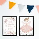 Ver imagem 1 de Kit 2 Quadros Infantis Menina Borboleta - Sonhe Grande 33x24cm - com Vidro:moldura Preta