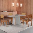Ver imagem 1 de Mesa Jantar Diane 120cm Tampo MDF Vidro 4 Cadeiras Copper Prem Moderna Tork Naturale Serigrafia Off