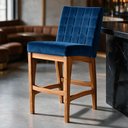 Ver imagem 5 de Kit 02 Banqueta Baixa Cozinha Bancada Bar Sala Jantar Fixa Mila L02 Suede Azul Marinho - Lyam Decor