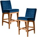 Ver imagem 2 de Kit 02 Banqueta Baixa Cozinha Bancada Bar Sala Jantar Fixa Mila L02 Suede Azul Marinho - Lyam Decor