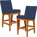 Ver imagem 1 de Kit 02 Banqueta Baixa Cozinha Bancada Bar Sala Jantar Fixa Mila L02 Suede Azul Marinho - Lyam Decor 