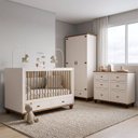 Ver imagem 1 de Quarto de Bebê Joy 3 Peças: Berço + Cômoda + ROUPEIRO2P Off White/Nogueira