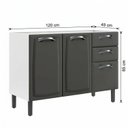 Ver imagem 5 de Balcão de Cozinha em Aço 3 Portas 2 Gavetas sem Tampo com Prateleira e Pés Reguláveis 120x85x49cm