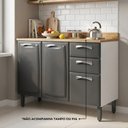 Ver imagem 3 de Balcão de Cozinha em Aço 3 Portas 2 Gavetas sem Tampo com Prateleira e Pés Reguláveis 120x85x49cm