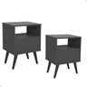 Kit 2 Mesas de Cabeceira Retrô 1 Gav. - Mod.1227 Cor:cinza - 1