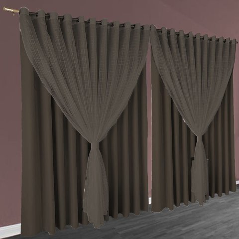cortina para apartamento janela 2,80 x 1,50 Miami marrom