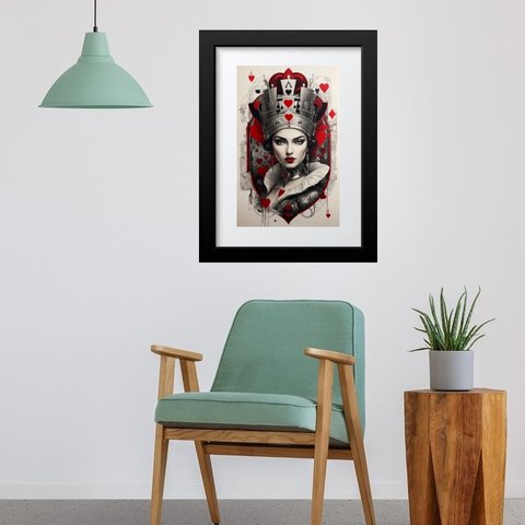 Quadro Rainha de Copas - 60x48cm:madeira Preta
