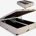 Ver imagem 1 de Cama Box Baú Queen Bipartido Sintético Bege 38x158x198