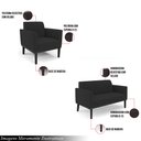 Ver imagem 3 de Conjunto Poltrona e Namoradeira Decorativa Isabella Pés Fixo em Madeira Preto Veludo Preto G19 - Gra