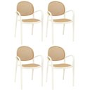Ver imagem 1 de Kit 4 Cadeiras de Jantar Roma com Braço para Sala e Cozinha - Bege
