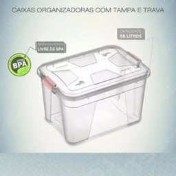 Caixa Organizadora Multiuso Versátil Transparente 56 Litros - 6