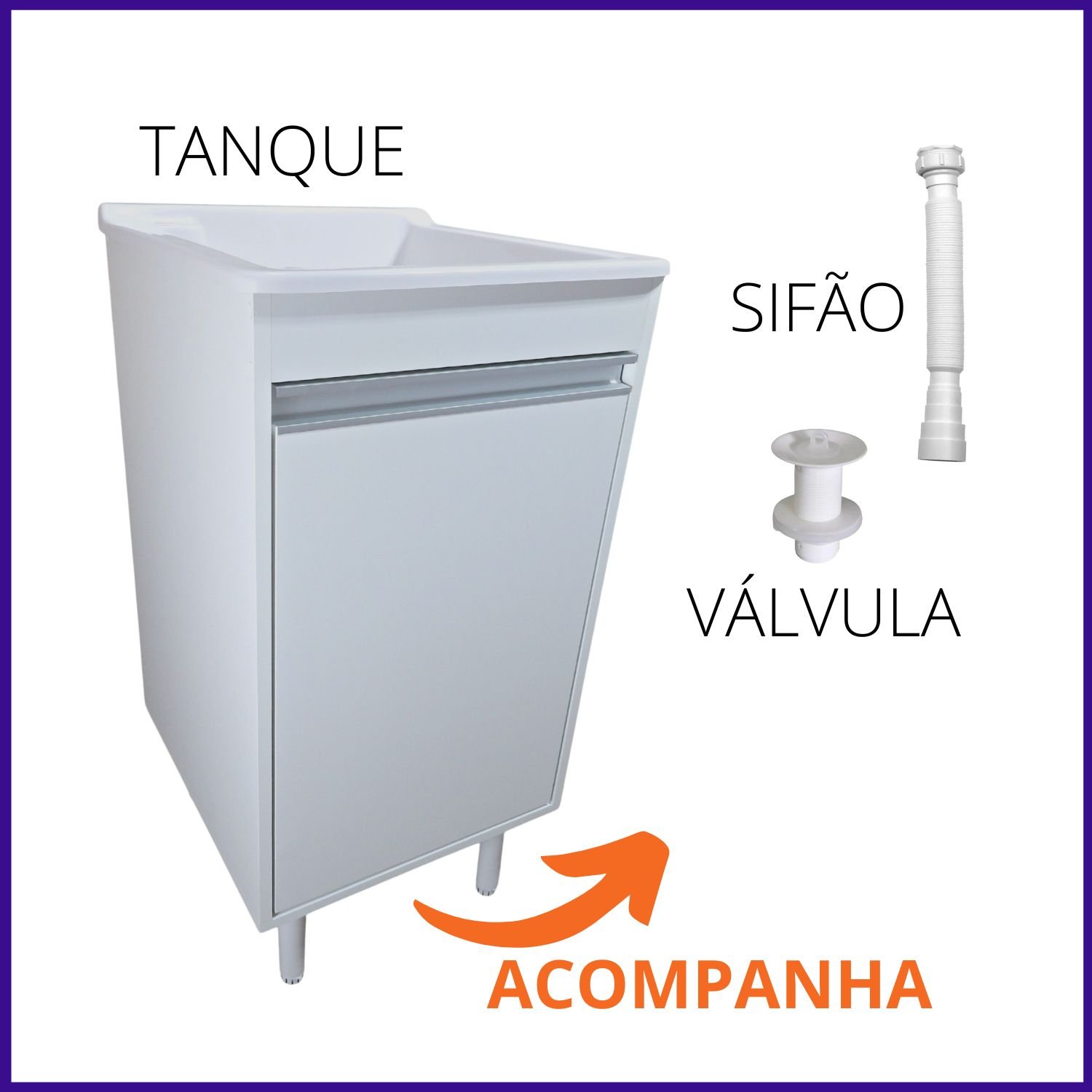Tanque de Lavar Roupa de Fibra 20L para Torneira Groumet Tanque:Branco - 5