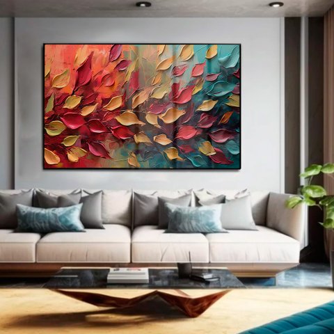 Quadro Decorativo Floral Luxo Pétalas Multicoloridas em Moldura Caixa Tacolado Moldura Trad 1cm Pret