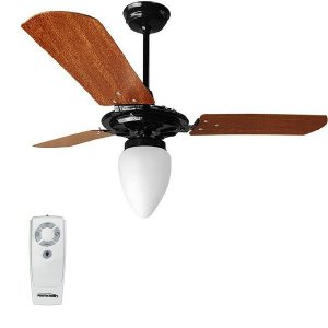 Ventilador de Teto com Controle Remoto Rico 150W e 180W Preto Pás Mogno Ventex - 127V