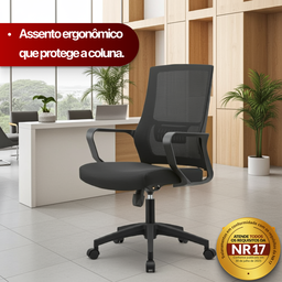 Cadeira de Escritório Diretor Crown - Preta - 6