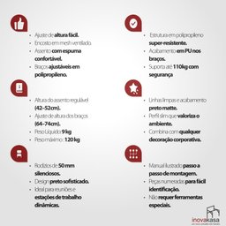 Cadeira de Escritório Diretor Crown - Preta - 3