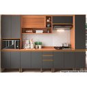 Ver imagem 1 de Kit Cozinha Completa 6 Peças Thela Macadâmia (2aéreos+2balcões+1paneleiro) Czc26 Freijo/grafite