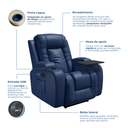 Ver imagem 4 de Poltrona Papai Reclinável Massagem Aquecimento Corino Azul Denim Premium Manual Fixa