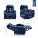 Ver imagem 7 de Poltrona Papai Reclinável Massagem Aquecimento Corino Azul Denim Premium Manual Fixa