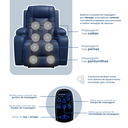 Ver imagem 5 de Poltrona Papai Reclinável Massagem Aquecimento Corino Azul Denim Premium Manual Fixa