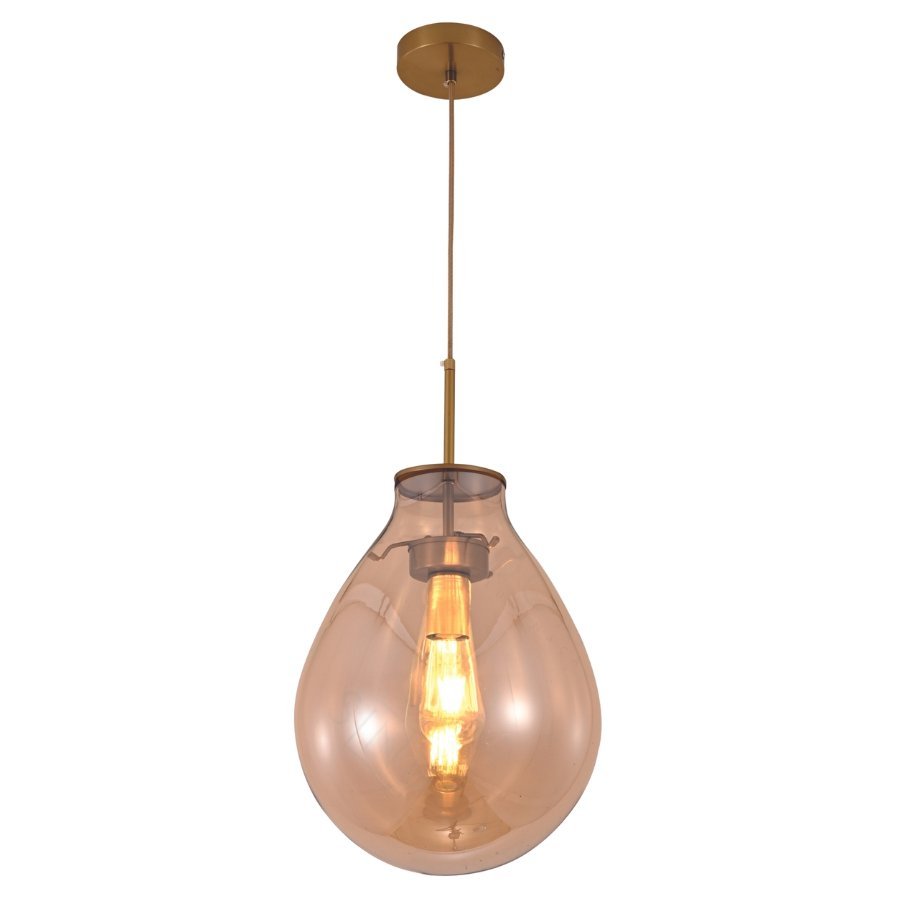 Pendente Dourado com Vidro Conhaque 28cm 1E27 PARIS LUZ