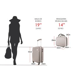 Kit Mala de Bordo mais Frasqueira Rígida ABS - Gladiador A7 Cor: Preto - 7