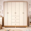 Ver imagem 5 de Guarda Roupa Rise 6 Portas de Bater 3 Gavetas MDP Freijo-Off White Caemmun Móveis 155.3cm