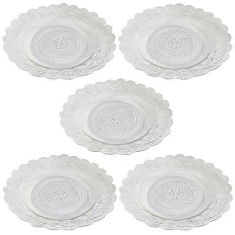 Conjunto de Pratos de Festa em Vidro 5 Unidade Relevo Elegante para Sobremesas