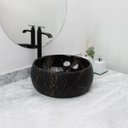 Ver imagem 2 de Kit Cuba Pia Louça Cerâmica Banheiro C/Torn e Vál Preta 62