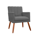 Ver imagem 1 de Poltrona Estofada Decorativa Pés Palito Para Escritório Cecília Suede Cinza - LM DECOR